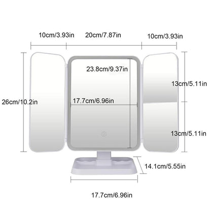 Tri-Fold LED Makeup Mirror